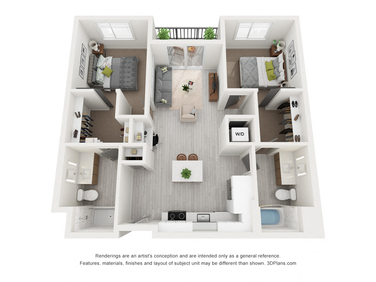 The Eisley_B1 2 bedroom floor plan